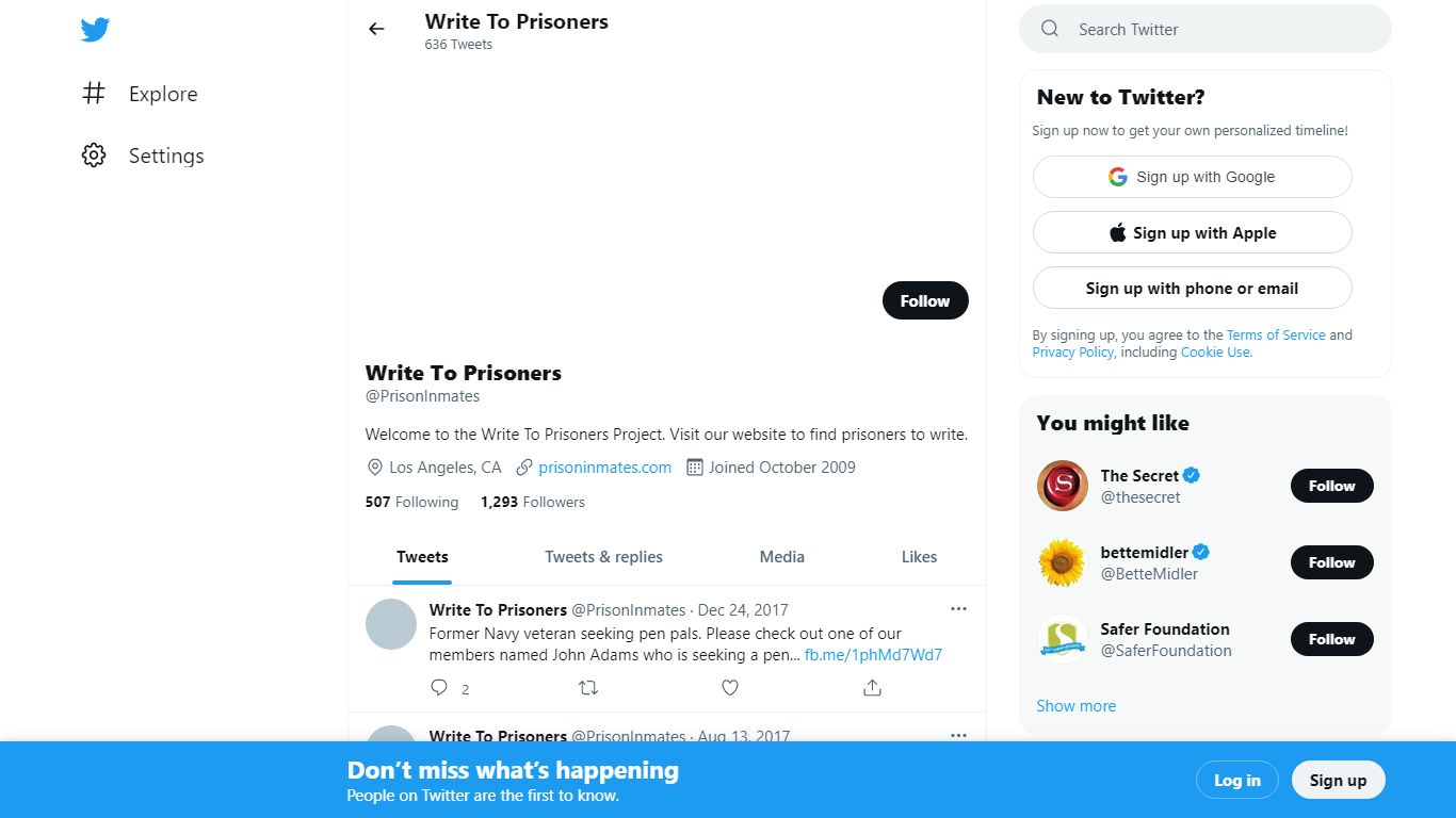 Write To Prisoners (@PrisonInmates) / Twitter